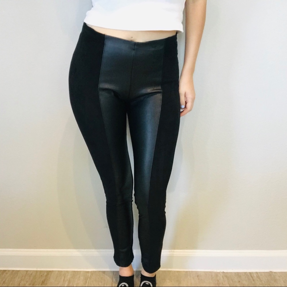 Anthro La fee verte faux suede & leather leggings - Picture 1 of 8